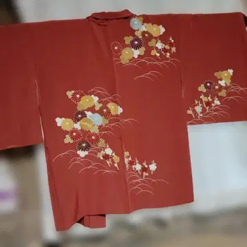 빨간 꽃무늬 그림 겉옷