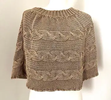 여성용 케이프 베이지 케이블 니트 면 프리 사이즈