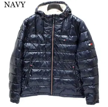 TOMMY HILFIGER 후드 부착 패딩 자켓 네이비 L