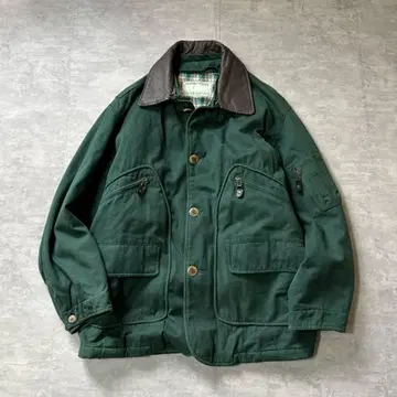 90s 빈티지 헌팅 자켓 옷깃 가죽 라이너 베스트