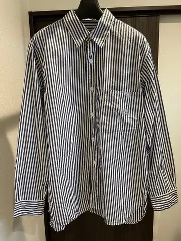 스트라이프 코튼 긴팔 셔츠