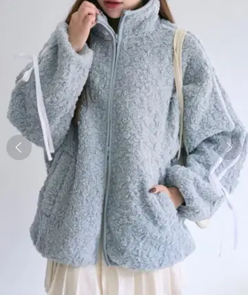 olivedesolive 소매 리본 보아 블루종 색스 블루