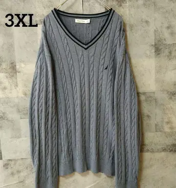 노티카 3XL 케이블 니트 하이 게이지 니트 스카이블루