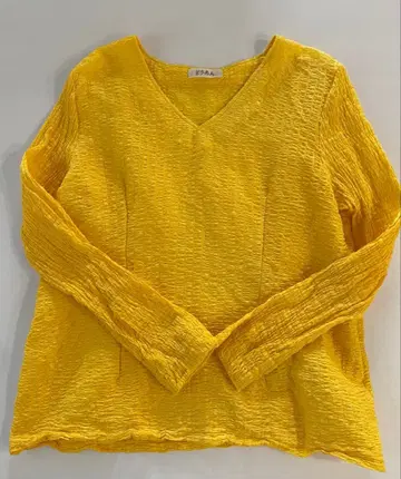 도안 V넥 긴팔 셔츠 옐로우 컬러