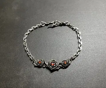 빈티지 실버 925 오렌지 스톤 로즈 팔찌