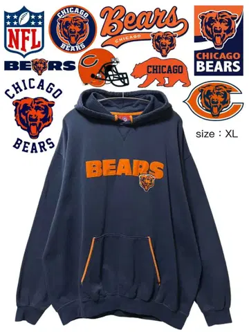NFL 시카고 베어스 후드티 XL 차콜 그레이 USA 구제 의류