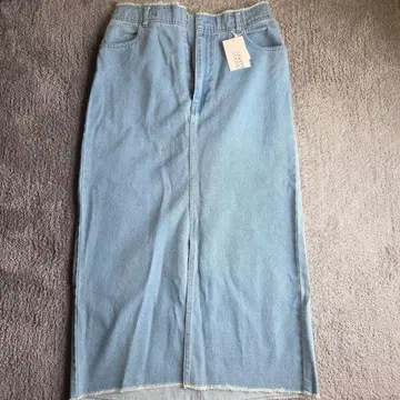 로리즈팜 슬릿 프린지 데님 타이트 스커트