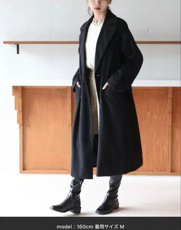 블랙 롱 코트 M 오버 실루엣 코트 새상품급