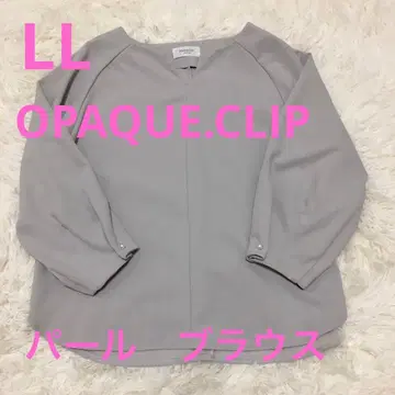 OPAQUE.CLIP 그레이지 베이지 긴팔 블라우스 펄 소매 LL