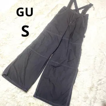 GU 지유 와이드 팬츠 서스펜더 포함 블랙 면 무지 블랙/S