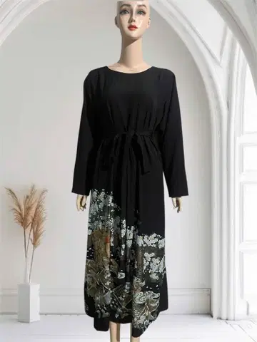 기모노 리메이크 꽃무늬 프린트 롱 원피스 12월 중순 발송