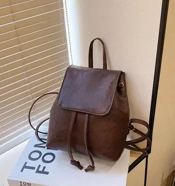 브라운 합성 피혁 백팩