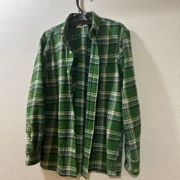 VAN 그린 계열 체크 플란넬 셔츠 L