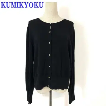 쿠미교쿠 쿠미쿄쿠 긴팔 니트 가디건 블랙 레이온 7 C4956