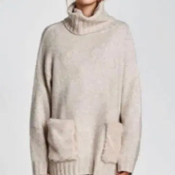 [새상품] ZARA 자라 알파카 혼방 터틀넥 니트 M 포켓 퍼