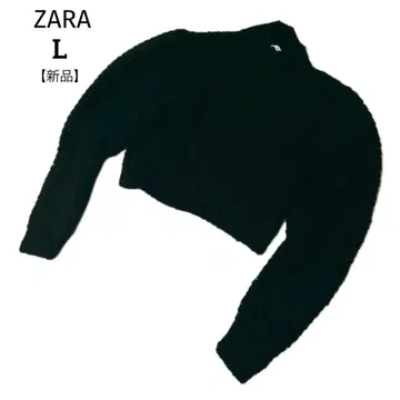 새상품 ZARA 크롭 니트 스웨터 블랙 파워 숄더 하이넥