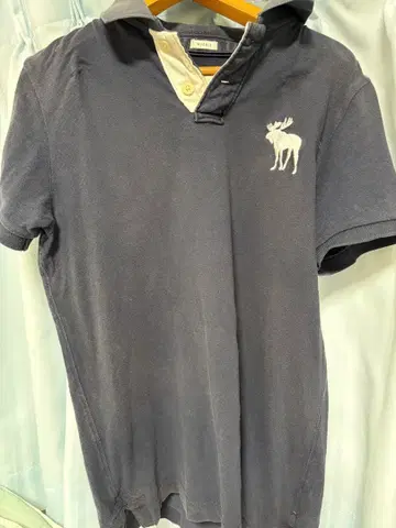 네이비 코튼 피케 셔츠