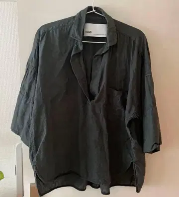 TICCA 린넨 100% 칠부 소매 셔츠 다크 그린 SOMELOS