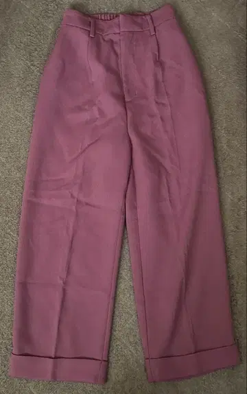 와이드 스트레이트 턱 팬츠 더스티 컬러 롤업