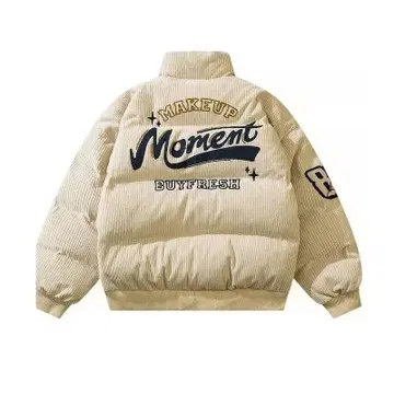 새상품 무료배송 베이지 다운 자켓 로고 자수 코듀로이 M