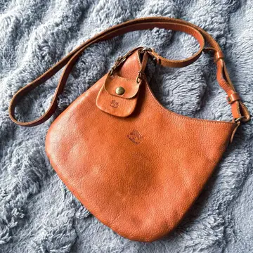 IL BISONTE 카멜 브라운 숄더백 파우치 포함 미니백