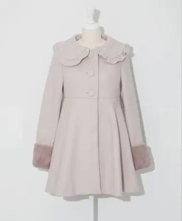 pium 비쥬 카라 도리 플레어 코트 핑크