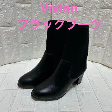 Vivian 블랙 니트 커프스 숏부츠