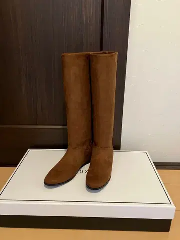 MAZEL 브라운 스웨이드 롱 부츠 M