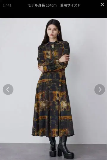 완판템 MURUA 뉴앙스 패턴 맥시 원피스 블랙