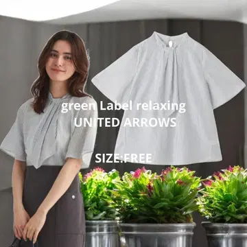 [그린 라벨 릴랙싱 F 사이즈] 스카프 타이 플레어 소매 블라우스 고급