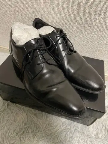 블랙 가죽 레이스업 슈즈 미사용