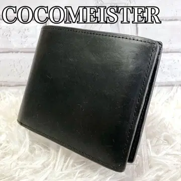 [ 새상품급 ] 코코마이스터 접이식 지갑 2단 동전 지갑 올 가죽 블랙
