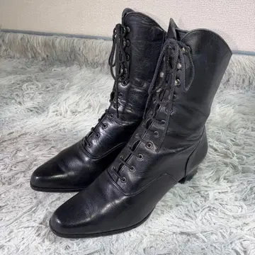 GINZA DIANA 다이애나 레이스업 가죽 부츠 블랙 24.5