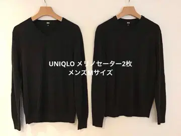 유니클로 메리노울 스웨터 M 사이즈 V넥 크루넥 2장 세트