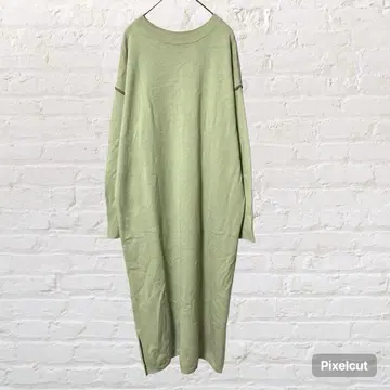 12450 로리즈팜 롱 니트 원피스 그린 워셔블 슬릿