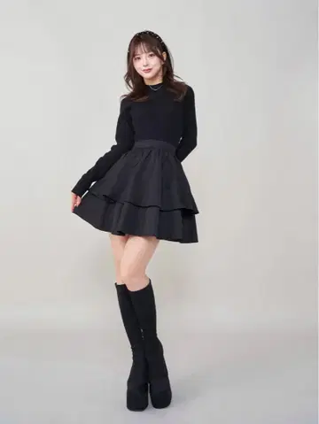 새상품 Darich 백리본 티어드 미니 원피스 블랙 F-L