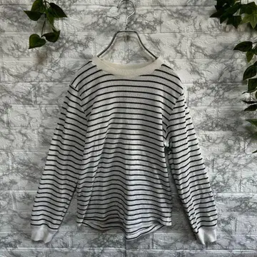 시네마 클럽 화이트 블랙 스트라이프 긴팔 T셔츠 M 하자품