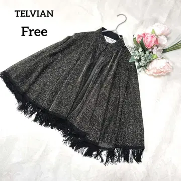 트레비앙 프린지 장식 케이프 블랙 골드 라메 믹스 망토 판초 052