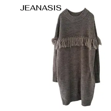 지나시스 긴팔 니트 스웨터 판초 원피스 갸루 울