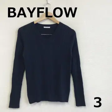 A1203A03 [ BAY FLOW ] V넥 리브 니트