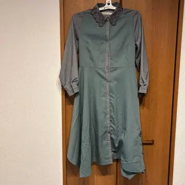 자수 나비 디자인 긴팔 셔츠 원피스