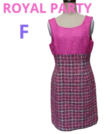 ROYAL PARTY 핑크 슬리브리스 도킹 원피스 트위드