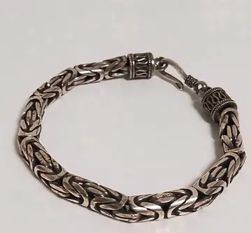 미사용! 실버 925 Silver 925 초와이드 비잔틴 팔찌 20cm