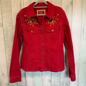 PINK HOUSE 딸기 자수 데님 자켓 빨간색 M 상당