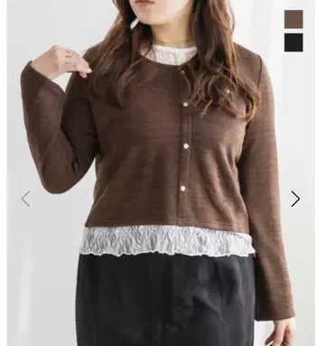 CLETTE 프론트 버튼 레이스 도킹 풀오버 브라운