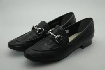 새상품 REGAL 블랙 크로커다일풍 가죽 로퍼 24cm