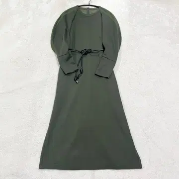 아키라나카 이소재 원피스 벨트 포함 포켓 카키