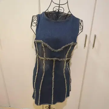 데님 슬리브리스 타이트 원피스