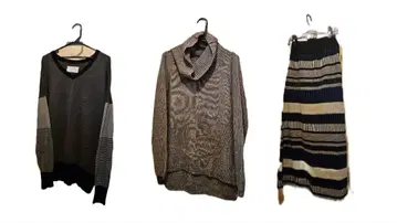 여성용 3세트 니트탑 2개 + 롱 스커트 묶음 판매 그레이 계열