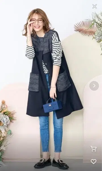 새상품급 체스티 트위드 울 베스트